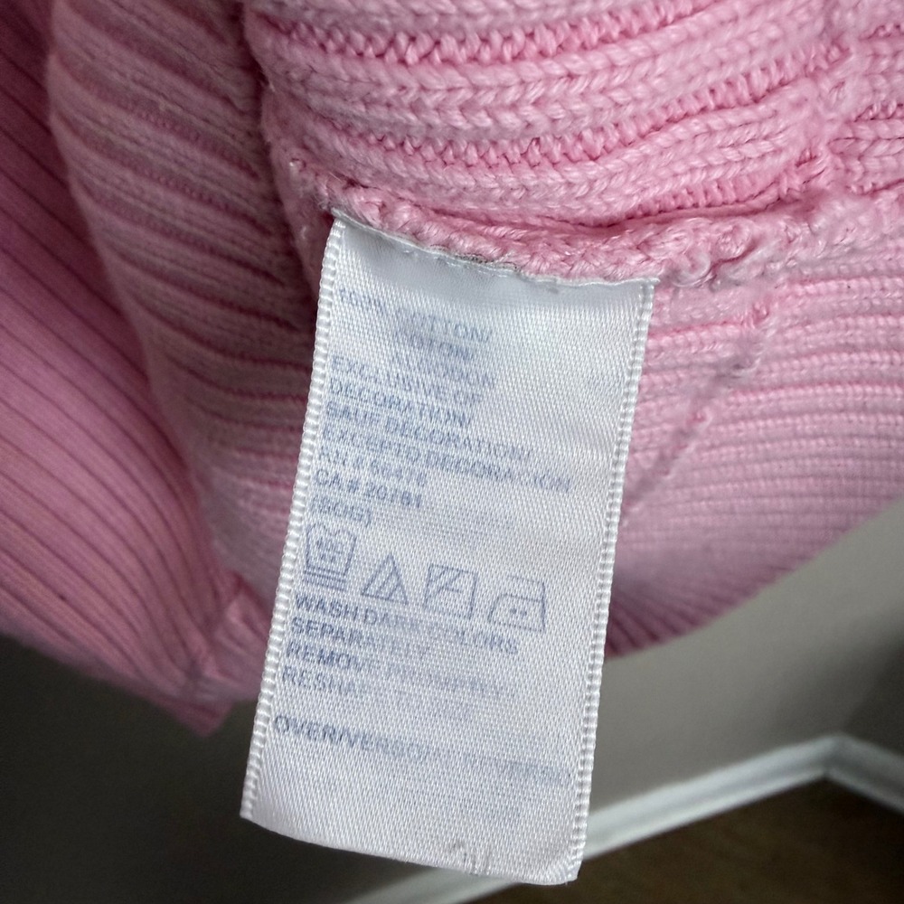 y2k Tommy Hilfiger Jeans Pink Ribbed Quarter Zip Sweater Large Preppy Coquette - Picture 6 of 8